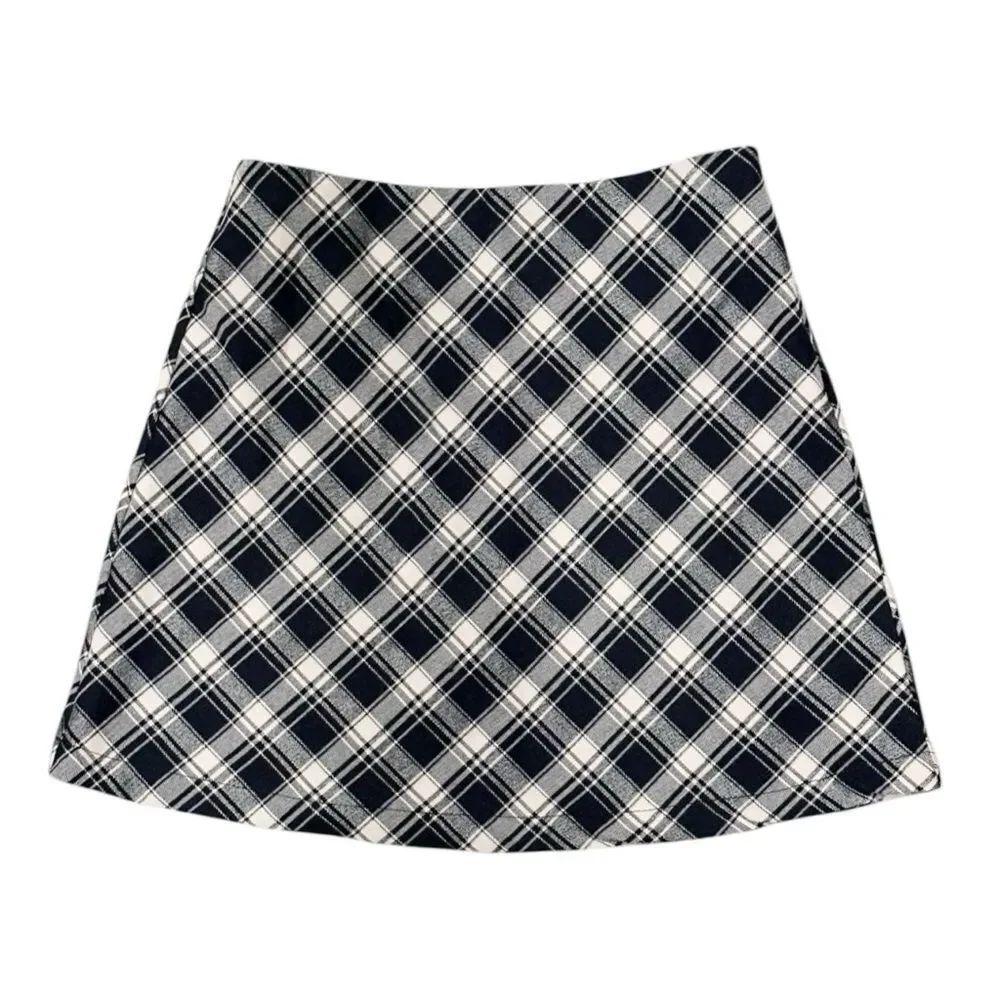 PRINCESS POLLY Amaranthine Mini Skirt Cream/Navy‎ Check